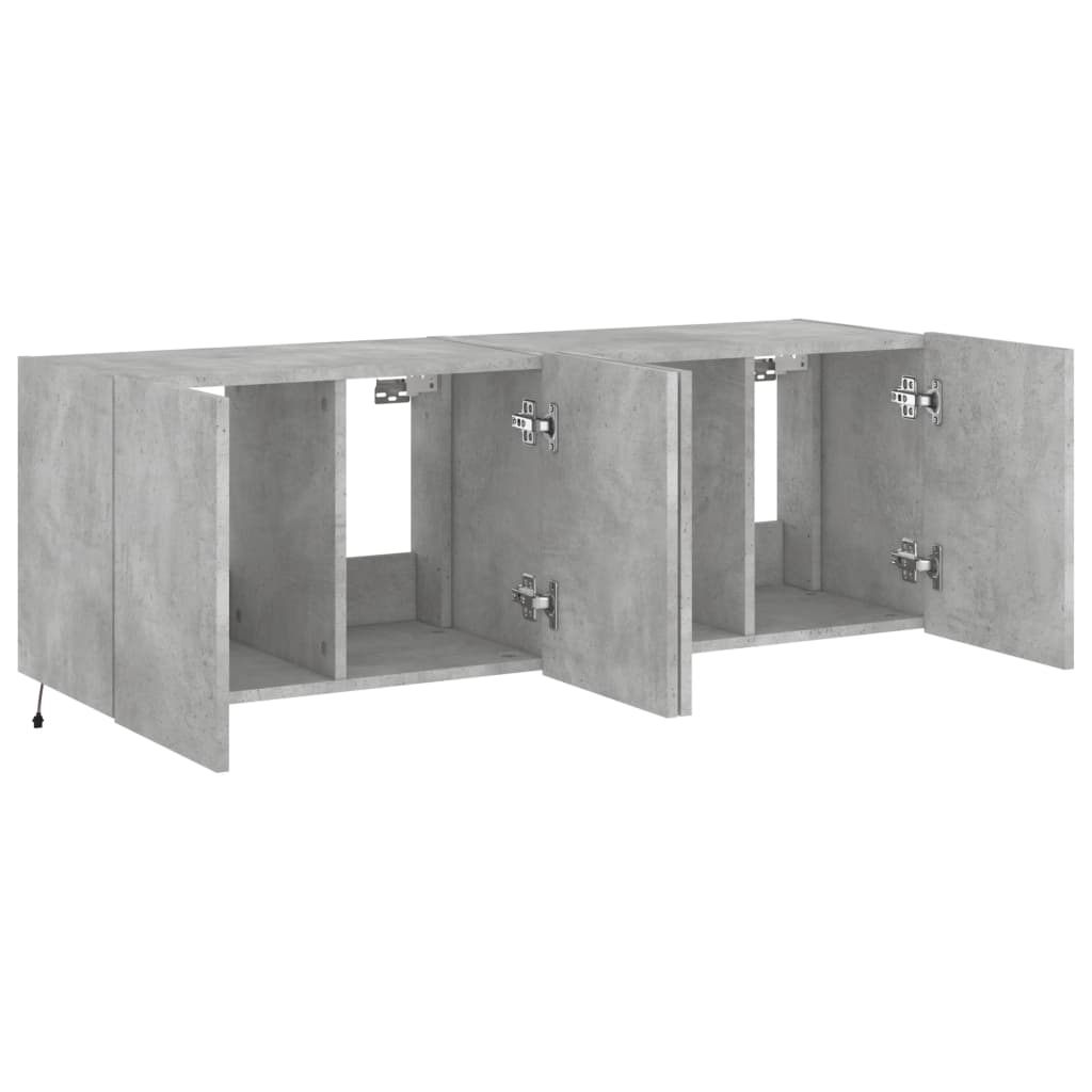 TV Wall Cabinets with LED Lights 2 pcs Concrete Grey 60x35x41 cm