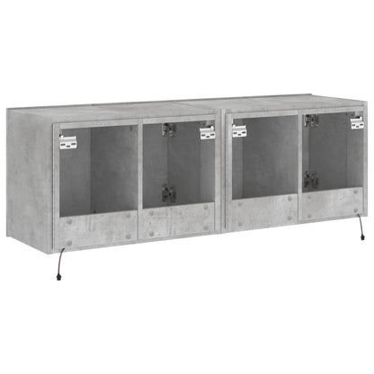 TV Wall Cabinets with LED Lights 2 pcs Concrete Grey 60x35x41 cm