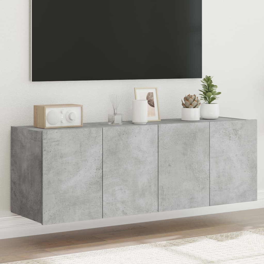 TV Wall Cabinets with LED Lights 2 pcs Concrete Grey 60x35x41 cm