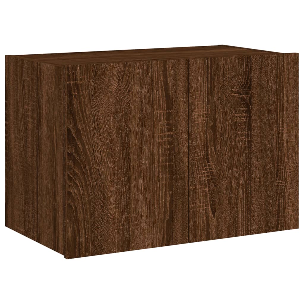 TV Wall Cabinet with LED Lights Brown Oak 60x35x41 cm