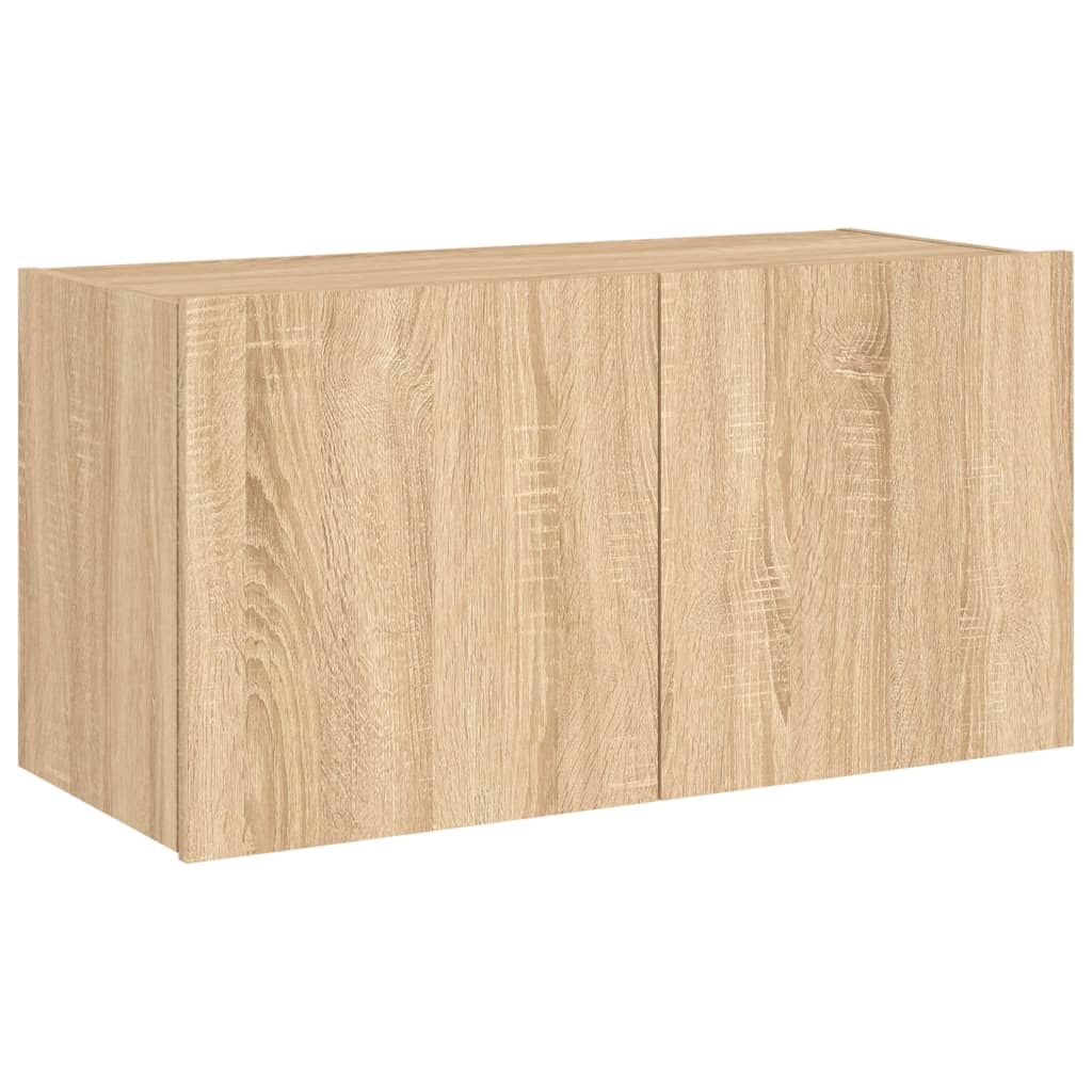 TV Wall Cabinet with LED Lights Sonoma Oak 80x35x41 cm