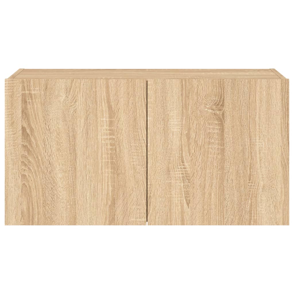 TV Wall Cabinet with LED Lights Sonoma Oak 80x35x41 cm