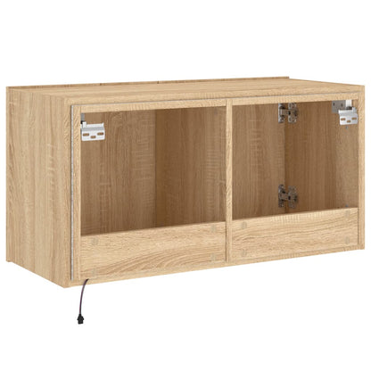 TV Wall Cabinet with LED Lights Sonoma Oak 80x35x41 cm