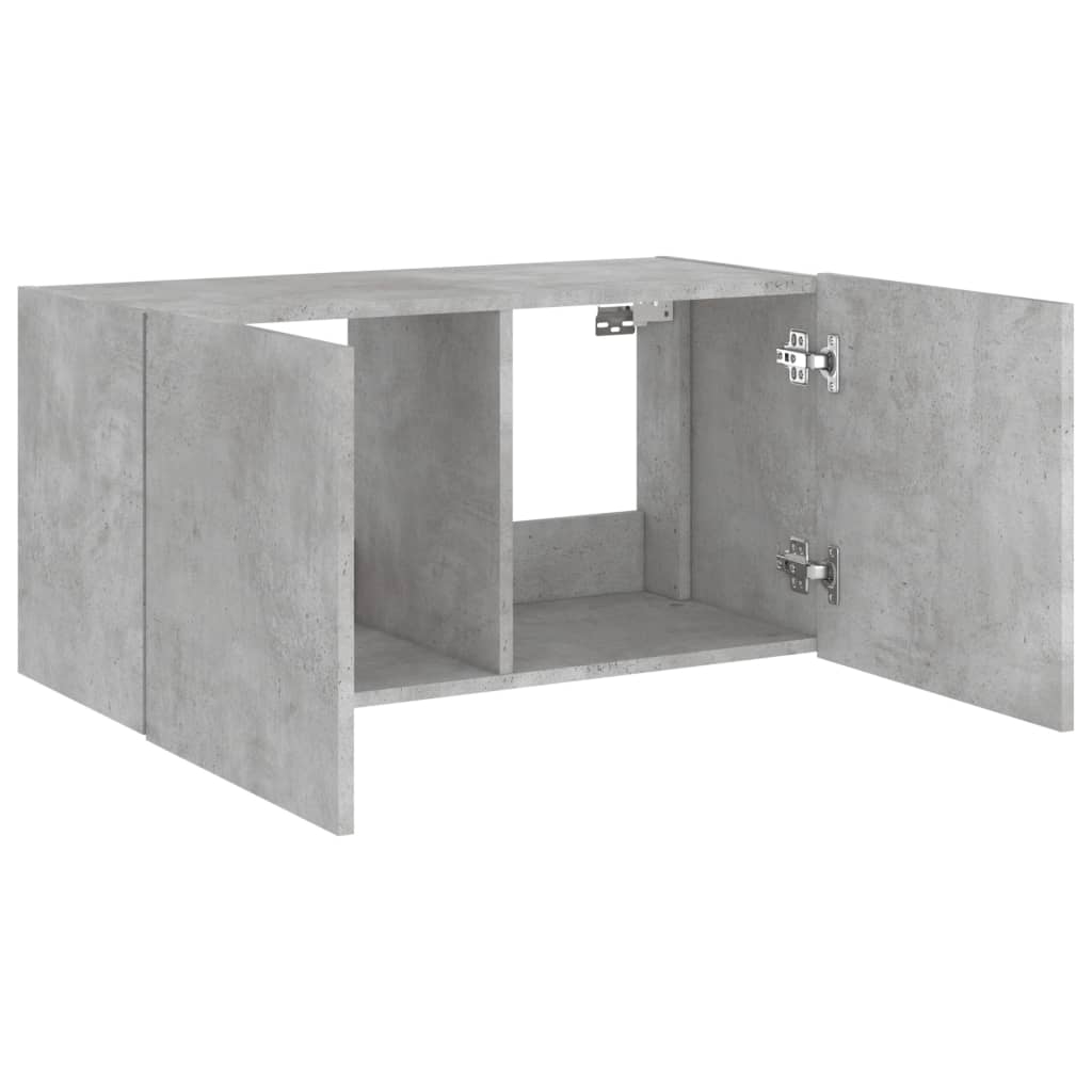 TV Wall Cabinet with LED Lights Concrete Grey 80x35x41 cm