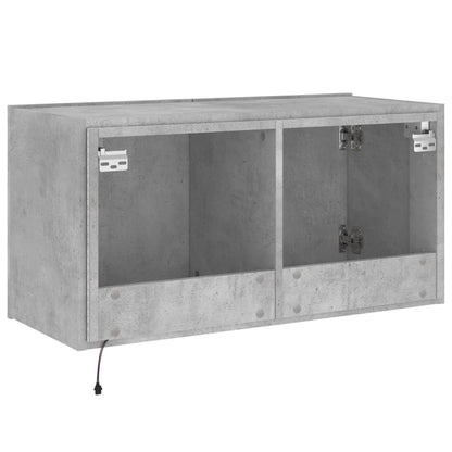 TV Wall Cabinet with LED Lights Concrete Grey 80x35x41 cm