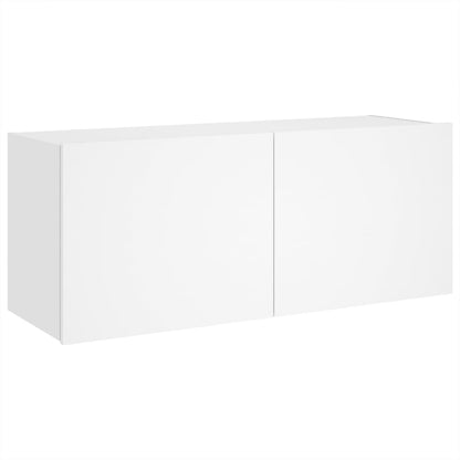 TV Wall Cabinet with LED Lights White 100x35x41 cm