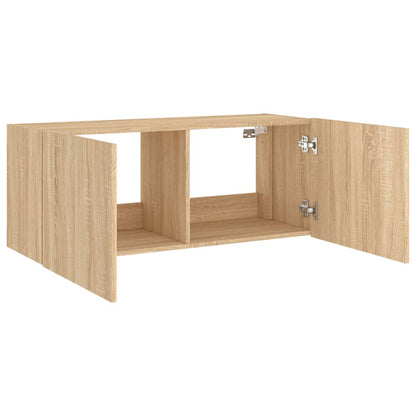 TV Wall Cabinet with LED Lights Sonoma Oak 100x35x41 cm