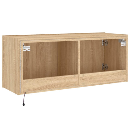 TV Wall Cabinet with LED Lights Sonoma Oak 100x35x41 cm