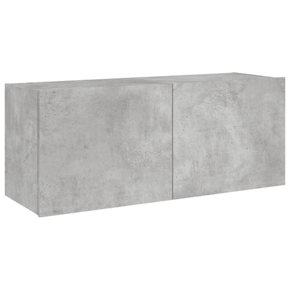 TV Wall Cabinet with LED Lights Concrete Grey 100x35x41 cm