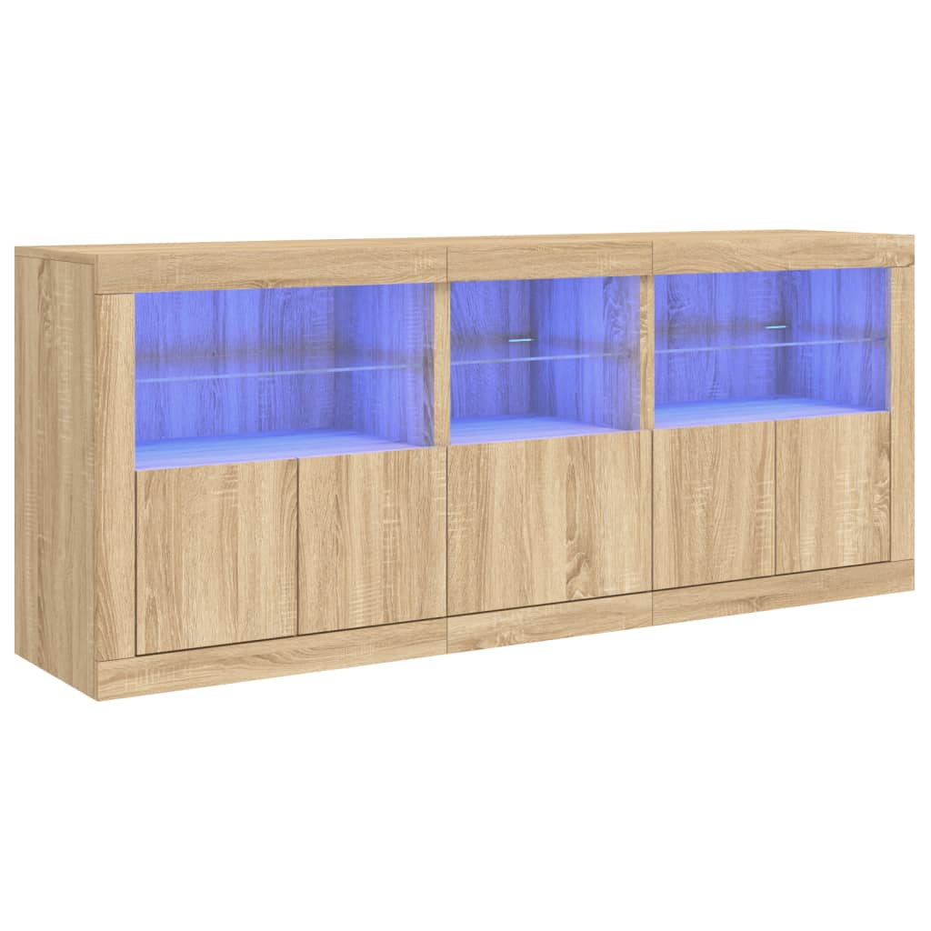 Sideboard with LED Lights Sonoma Oak 162x37x67 cm