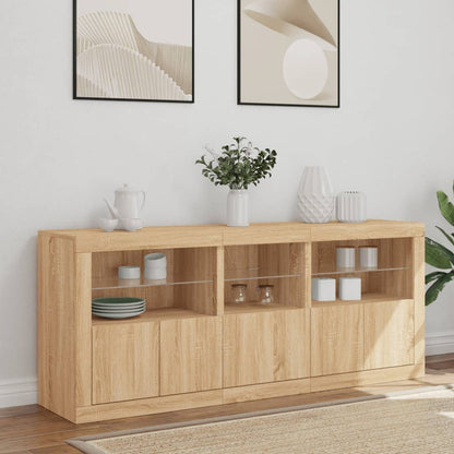 Sideboard with LED Lights Sonoma Oak 162x37x67 cm