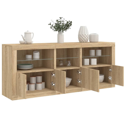 Sideboard with LED Lights Sonoma Oak 162x37x67 cm