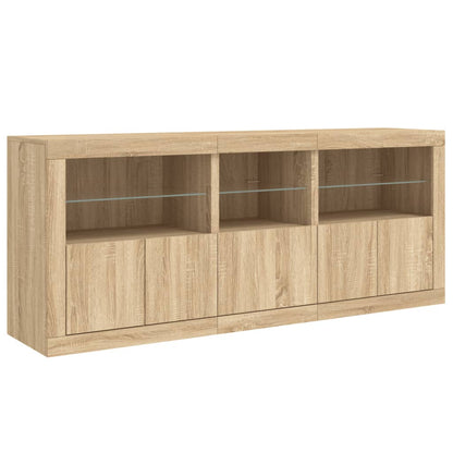 Sideboard with LED Lights Sonoma Oak 162x37x67 cm