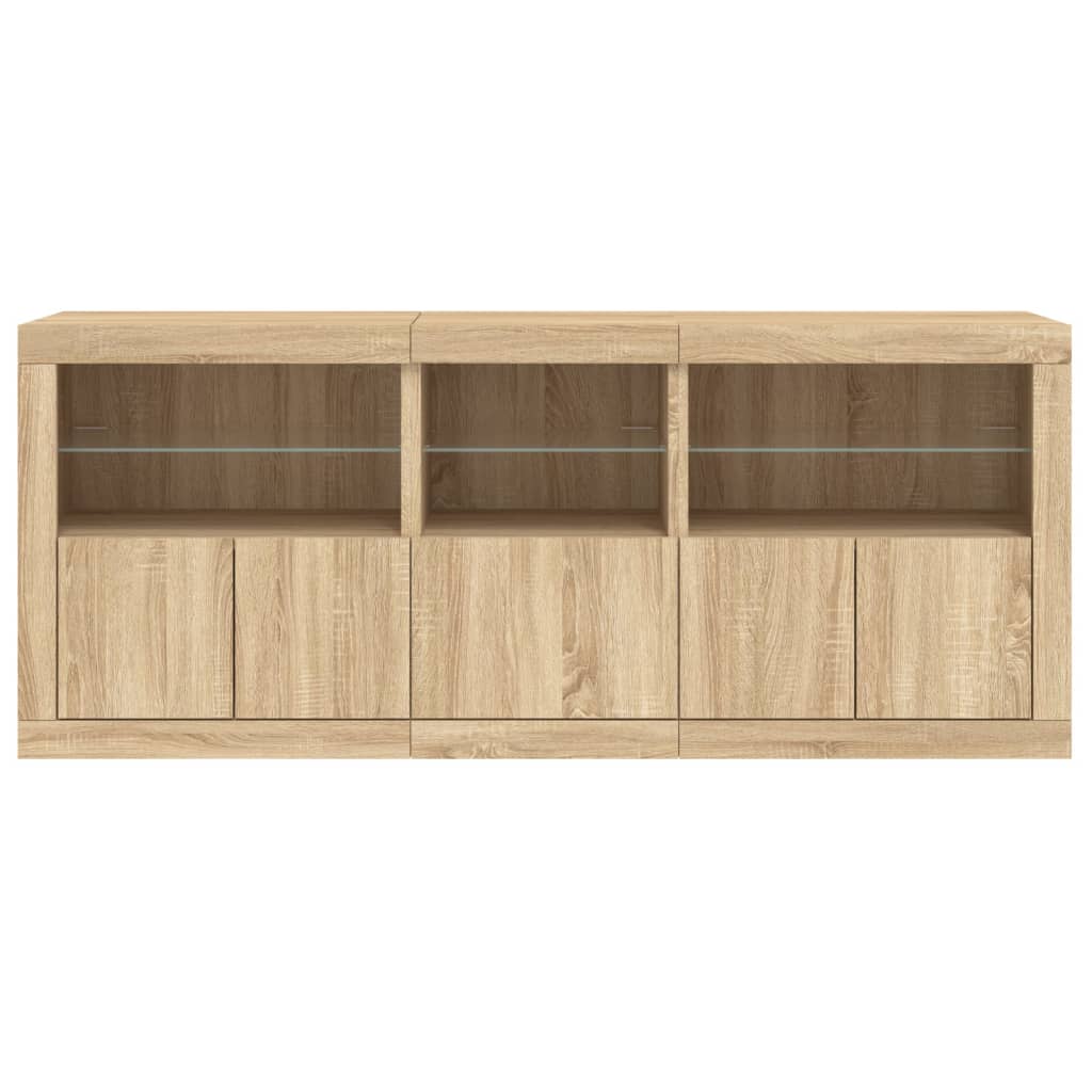 Sideboard with LED Lights Sonoma Oak 162x37x67 cm