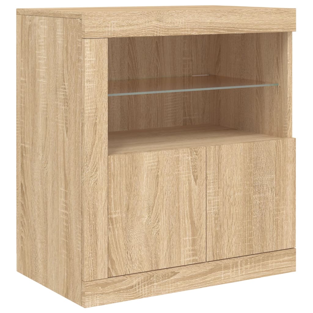 Sideboard with LED Lights Sonoma Oak 162x37x67 cm