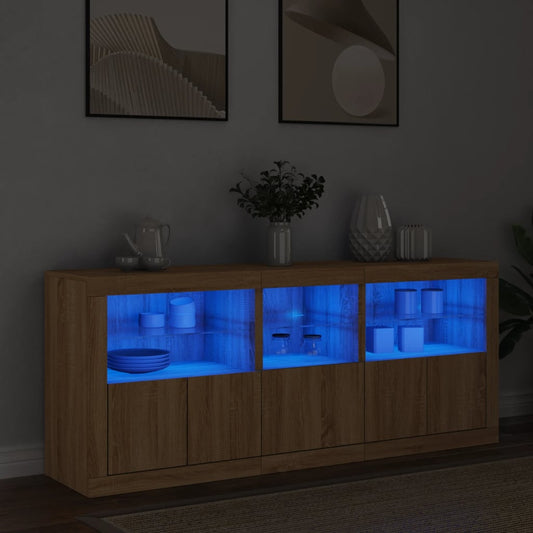 Sideboard with LED Lights Sonoma Oak 162x37x67 cm