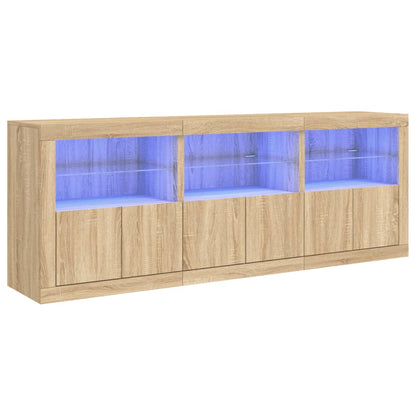 Sideboard with LED Lights Sonoma Oak 181.5x37x67 cm