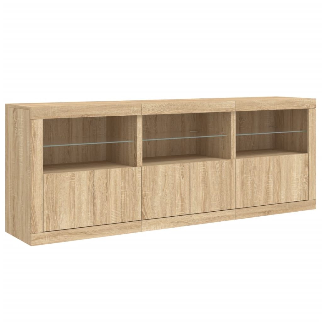 Sideboard with LED Lights Sonoma Oak 181.5x37x67 cm