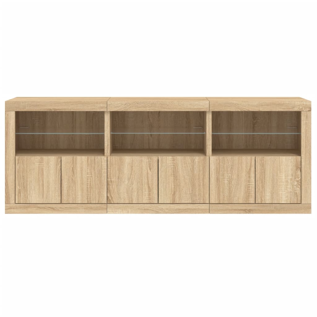 Sideboard with LED Lights Sonoma Oak 181.5x37x67 cm