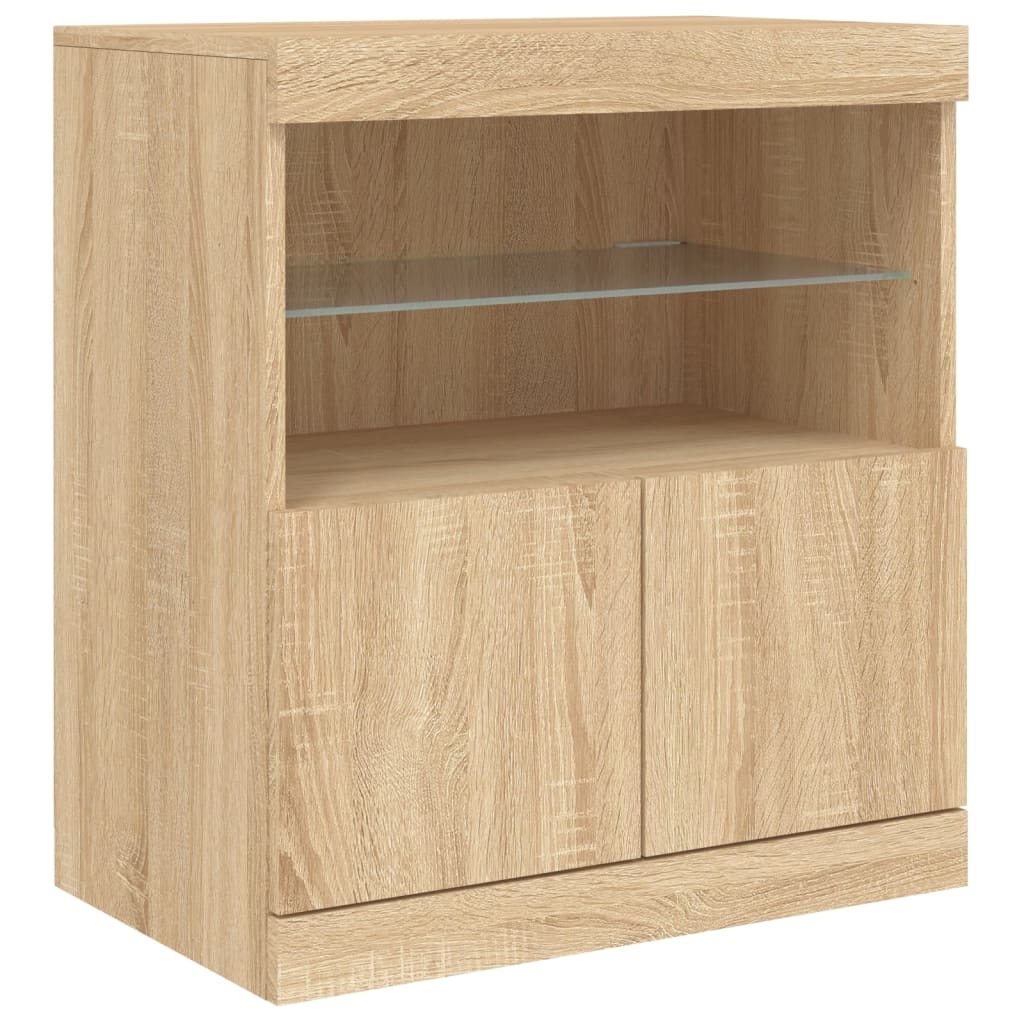 Sideboard with LED Lights Sonoma Oak 181.5x37x67 cm