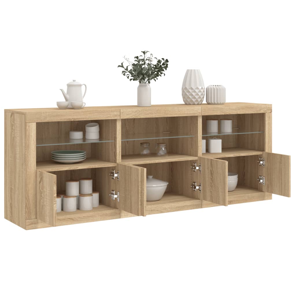 Sideboard with LED Lights Sonoma Oak 181.5x37x67 cm