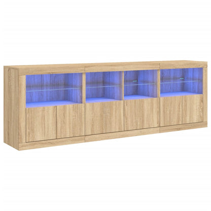 Sideboard with LED Lights Sonoma Oak 202x37x67 cm