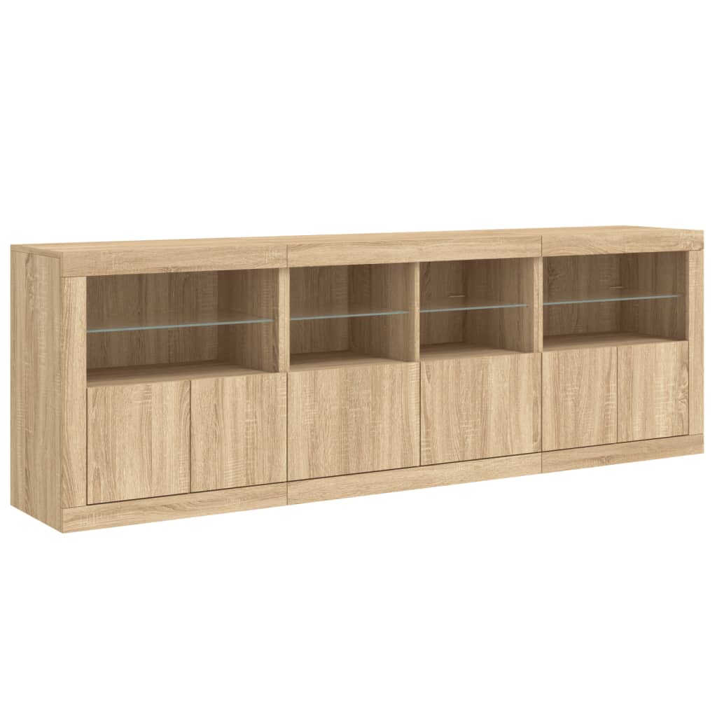 Sideboard with LED Lights Sonoma Oak 202x37x67 cm