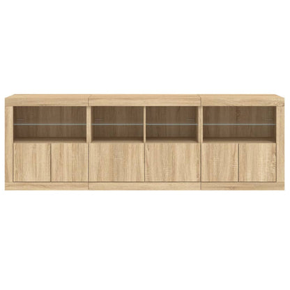 Sideboard with LED Lights Sonoma Oak 202x37x67 cm