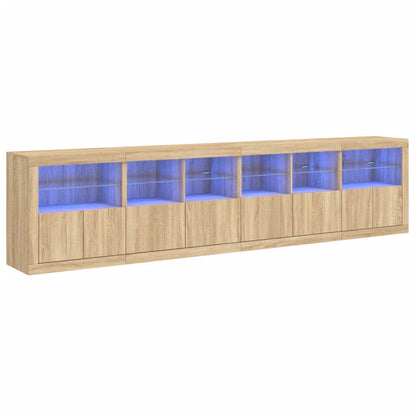 Sideboard with LED Lights Sonoma Oak 283x37x67 cm