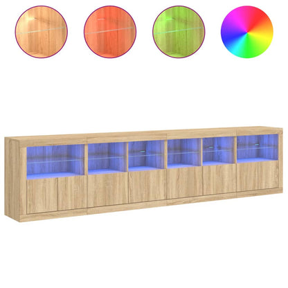 Sideboard with LED Lights Sonoma Oak 283x37x67 cm