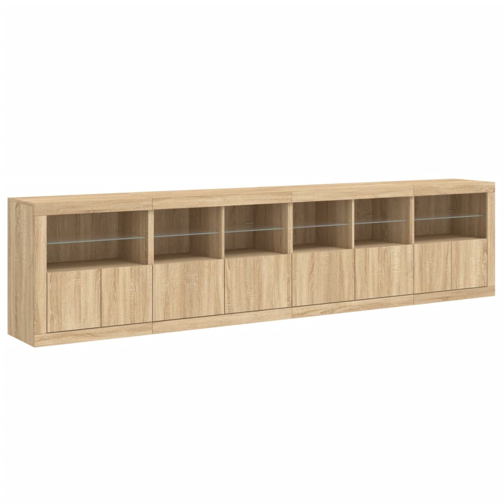 Sideboard with LED Lights Sonoma Oak 283x37x67 cm