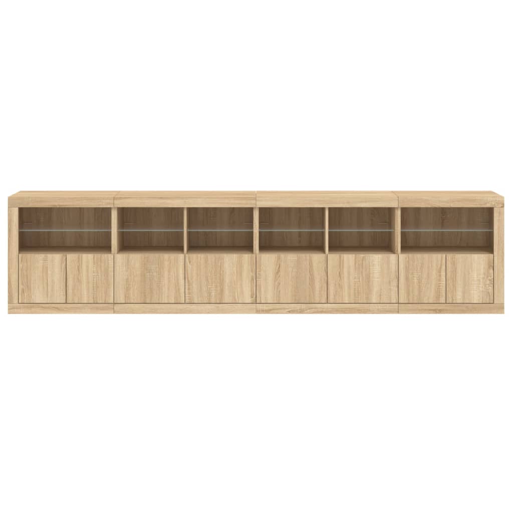 Sideboard with LED Lights Sonoma Oak 283x37x67 cm