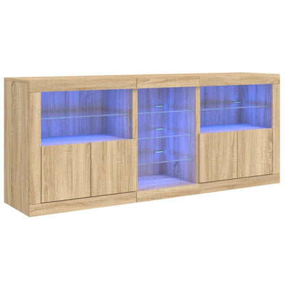 Sideboard with LED Lights Sonoma Oak 162x37x67 cm