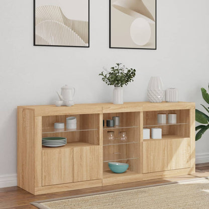 Sideboard with LED Lights Sonoma Oak 162x37x67 cm