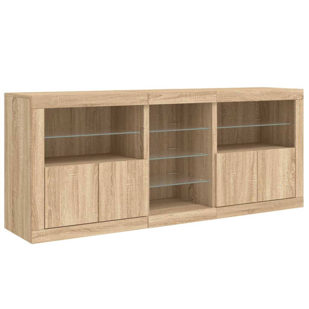 Sideboard with LED Lights Sonoma Oak 162x37x67 cm