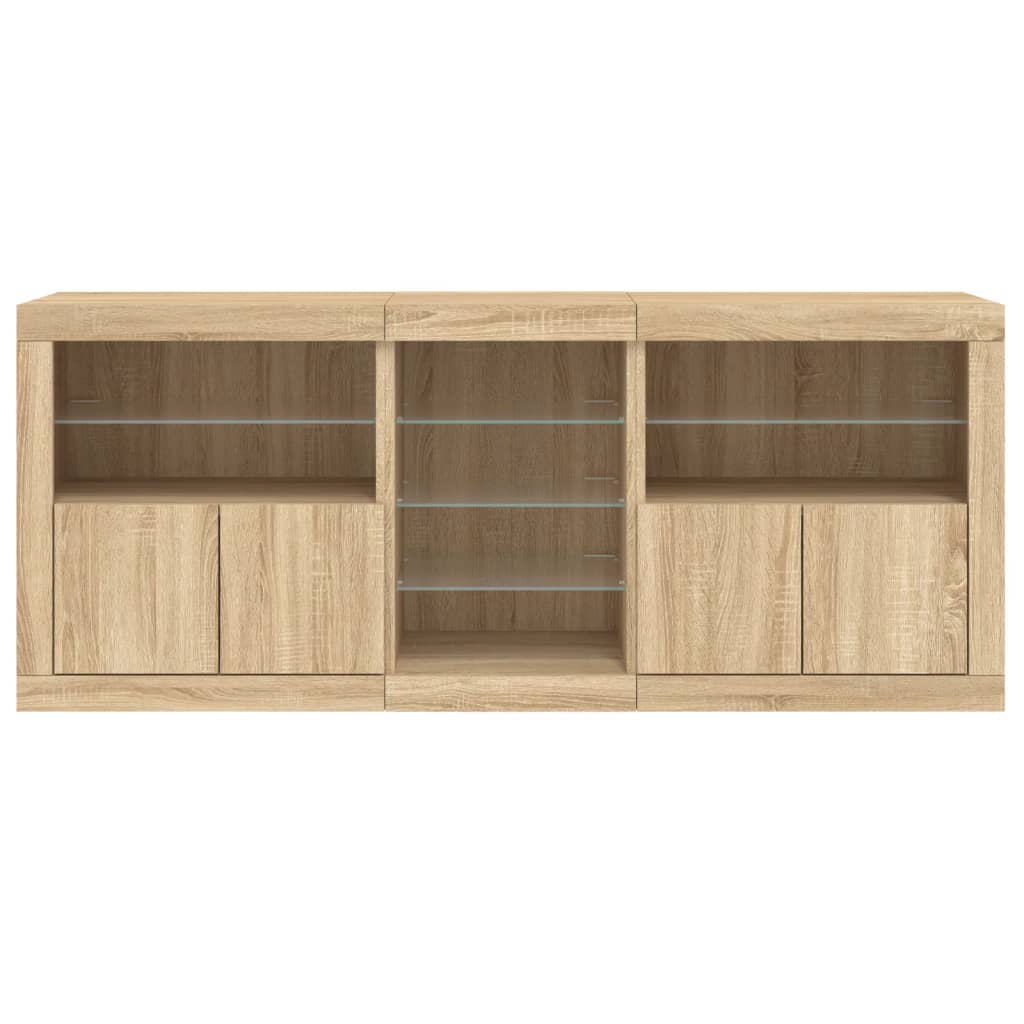 Sideboard with LED Lights Sonoma Oak 162x37x67 cm