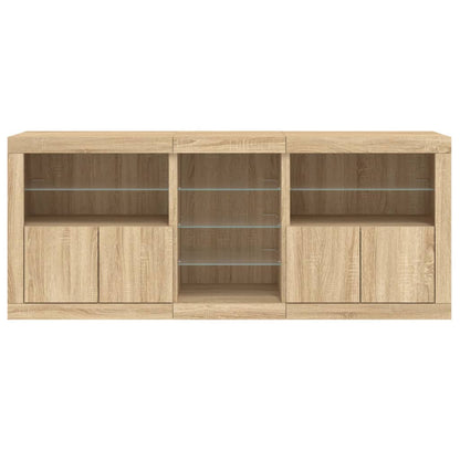 Sideboard with LED Lights Sonoma Oak 162x37x67 cm