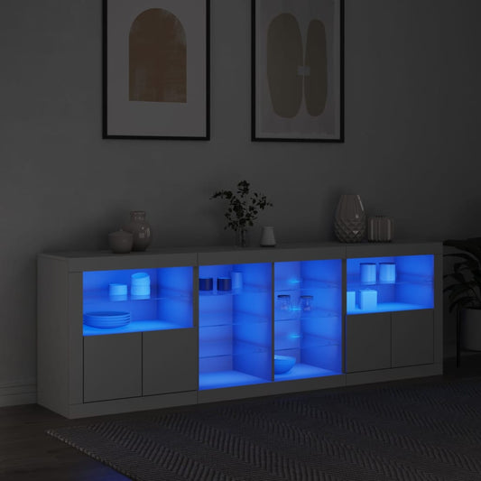 Sideboard with LED Lights White 202x37x67 cm