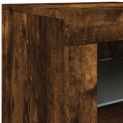 Sideboard with LED Lights Smoked Oak 123x37x67 cm