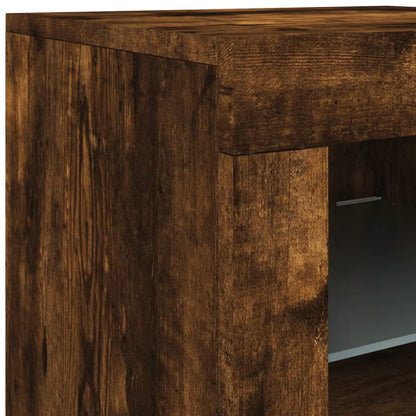 Sideboard with LED Lights Smoked Oak 142.5x37x67 cm