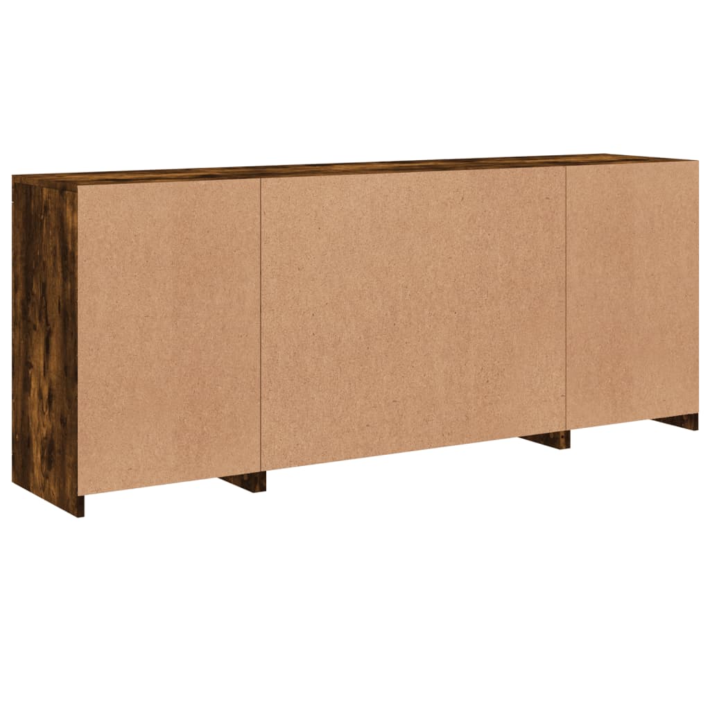 Sideboard with LED Lights Smoked Oak 163x37x67 cm