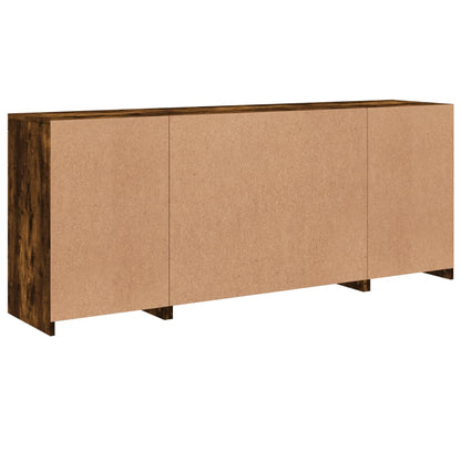 Sideboard with LED Lights Smoked Oak 163x37x67 cm