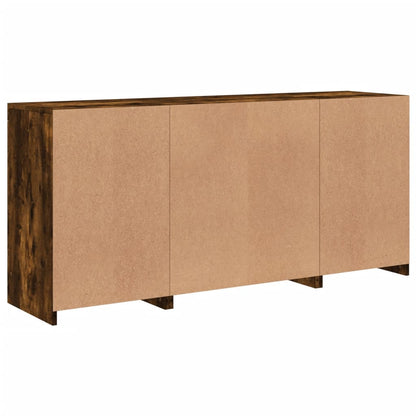 Sideboard with LED Lights Smoked Oak 142.5x37x67 cm