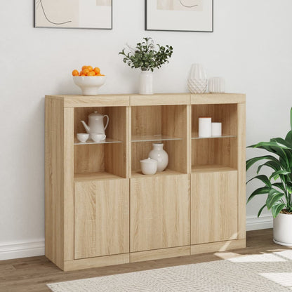 Sideboards with LED Lights 3 pcs Sonoma Oak Engineered Wood