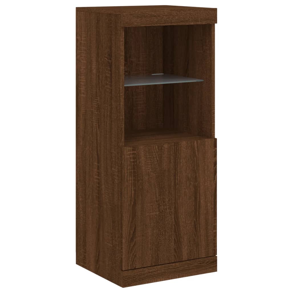 Sideboards with LED Lights 3 pcs Brown Oak Engineered Wood