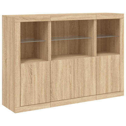 Sideboards with LED Lights 3 pcs Sonoma Oak Engineered Wood