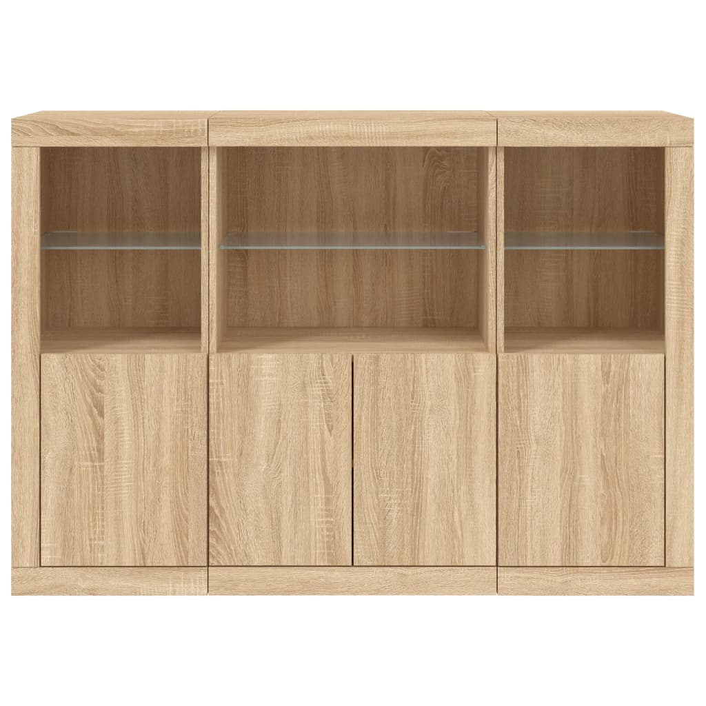 Sideboards with LED Lights 3 pcs Sonoma Oak Engineered Wood