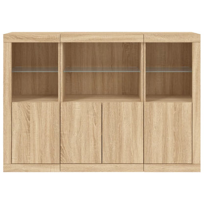 Sideboards with LED Lights 3 pcs Sonoma Oak Engineered Wood