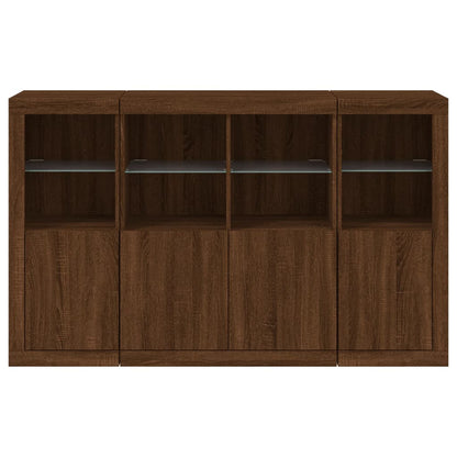 Sideboards with LED Lights 3 pcs Brown Oak Engineered Wood