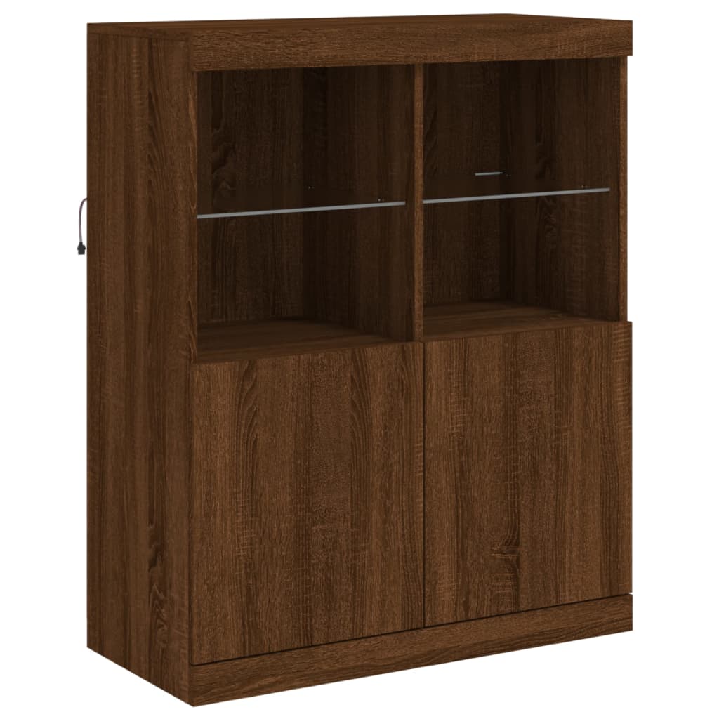 Sideboards with LED Lights 3 pcs Brown Oak Engineered Wood